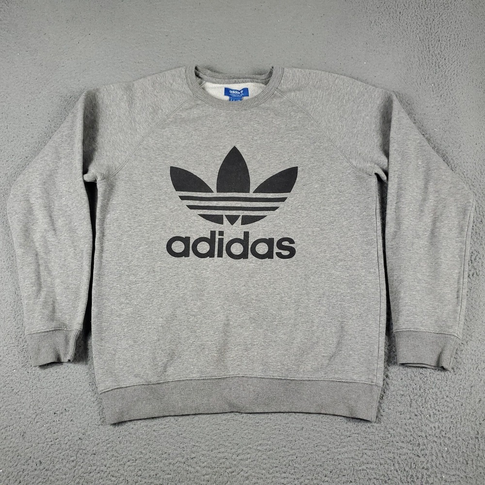 Adidas Originals Trefoil Sweater Mens Medium Gray Pullover Sweatshirt Logo M